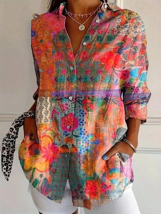 Van Berge Mode® | Blouse met kleurrijke print