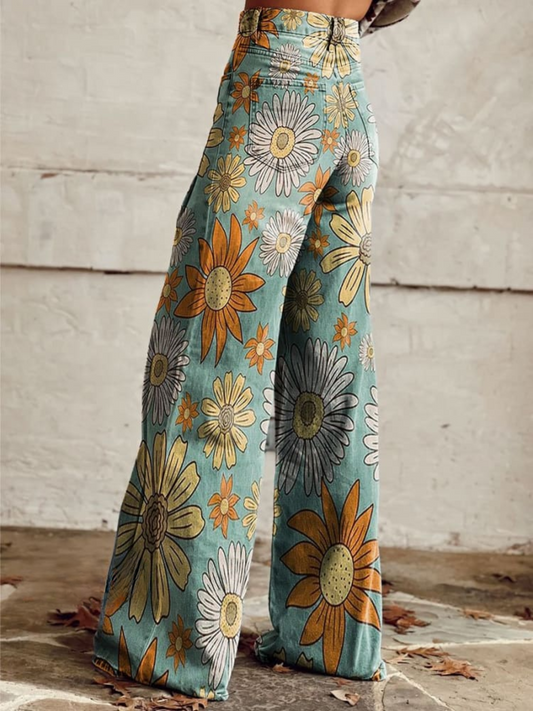 Van Berge Mode©| Vintage Bloemenpatroon Palazzo Broek