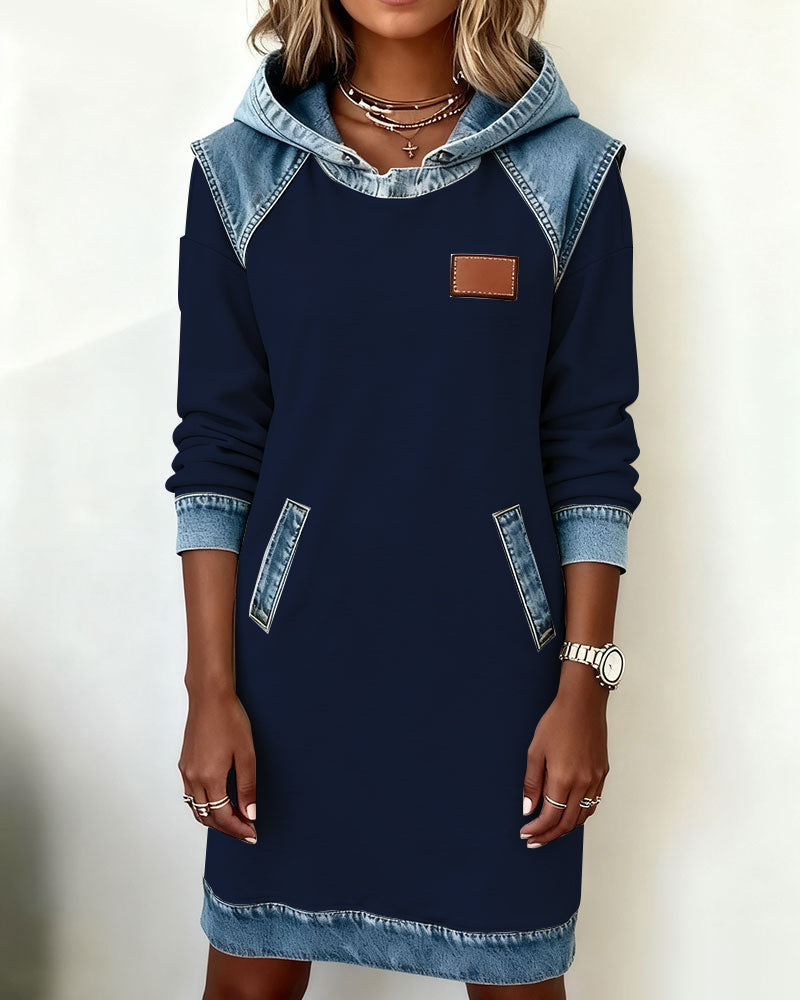 Laluna® | Hoodiejurk met contrasterende details