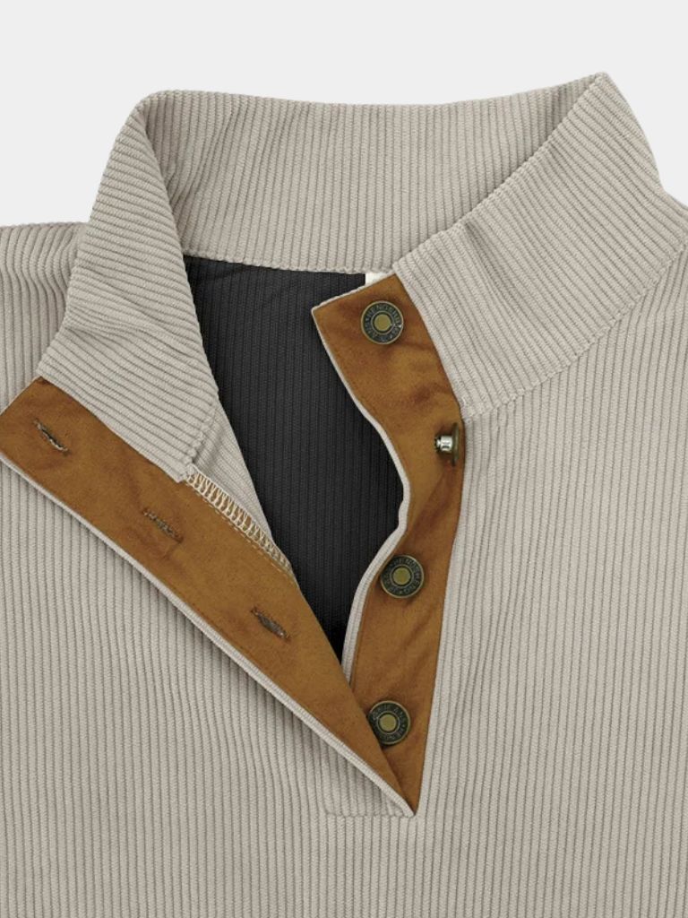 Van Berge Mode® | Hoge Kraag Corduroy Retro Pullover