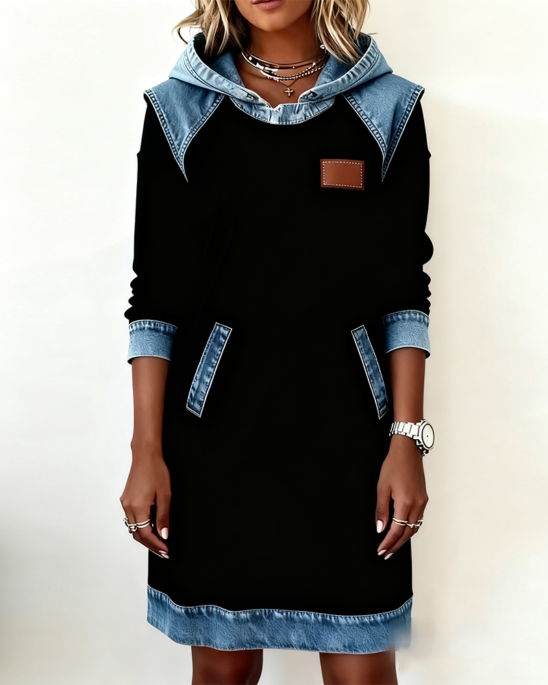 Laluna® | Hoodiejurk met contrasterende details