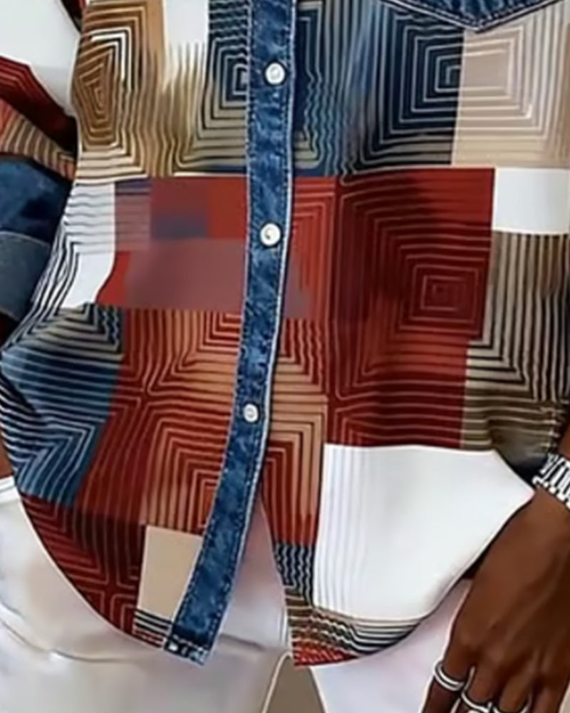 Van Berge Mode©¶© | Kleurblok Shirt met Modieuze Kraag