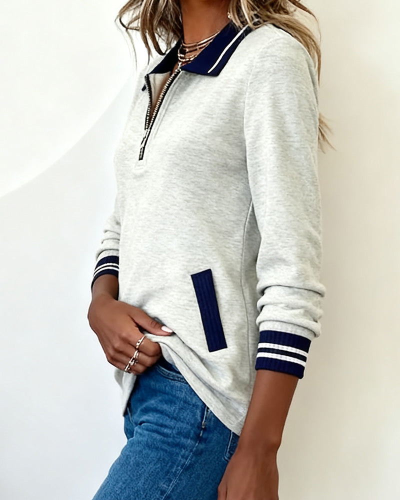Laluna® | Losse Trui met Revers en Rits
