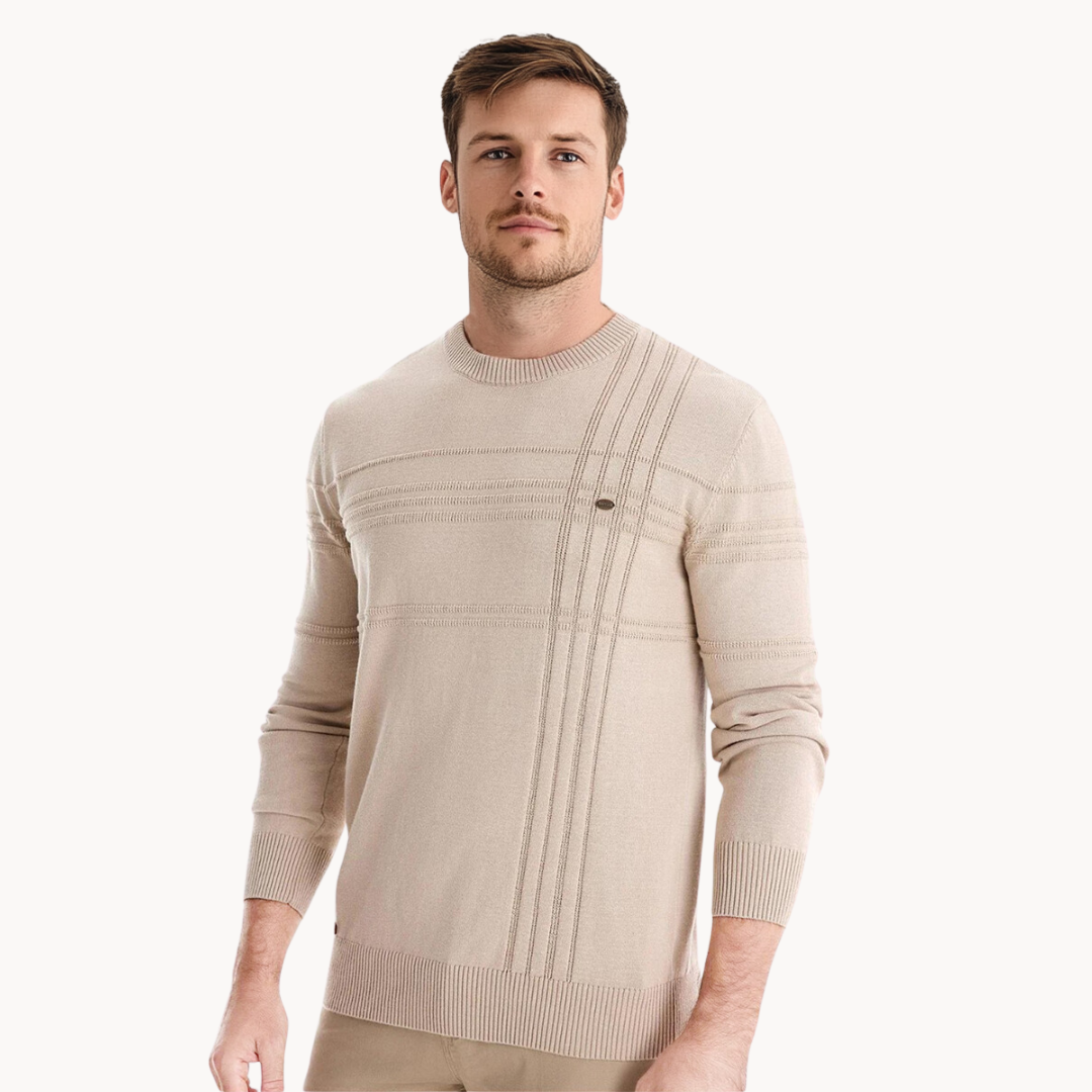 Van Berge Mode® | Katoenen Herentrui Met Streepdesign