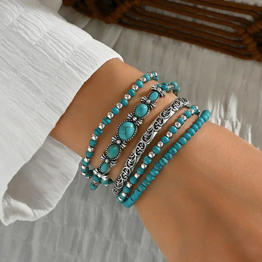 Van Berge Mode© | Armbandenset met turquoise kralen