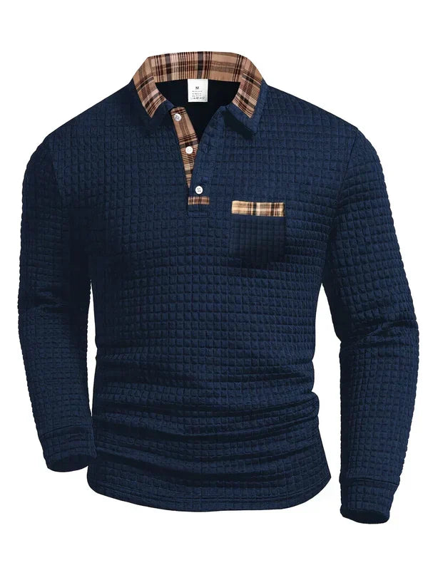 Van Berge Mode® | Comfortabele heren polo met lange mouw
