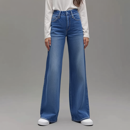 Van Berge Mode© | Blauwe Damesbroek Wide Leg