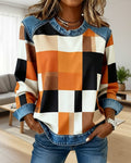 Laluna® | Trui met Ruit Patchwork en Contrastkleur