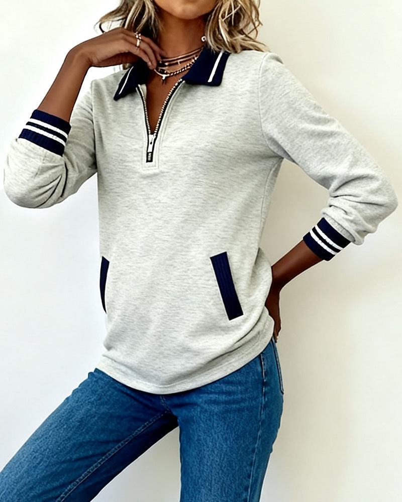 Van Berge Mode® | Losse Trui met Revers en Rits