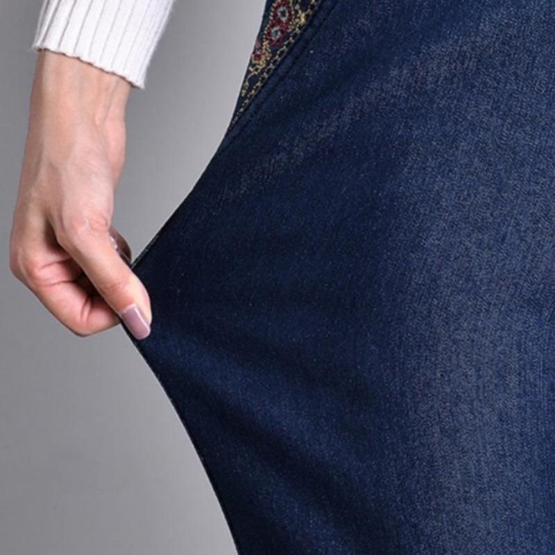 Van Berge Mode© | Damesjeans met Zijzakken en Elastische Taille