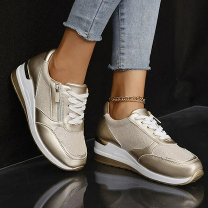 Van Berge Mode® | Comfortabele sneakers met veters en een zijrits voor dames