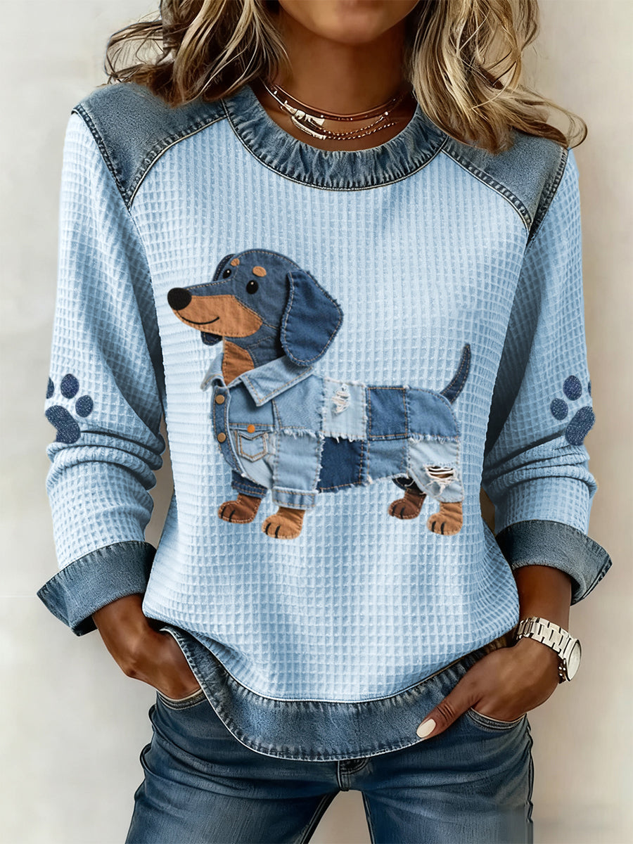 Van Berge Mode® | Schattige teckel met patchwork denim