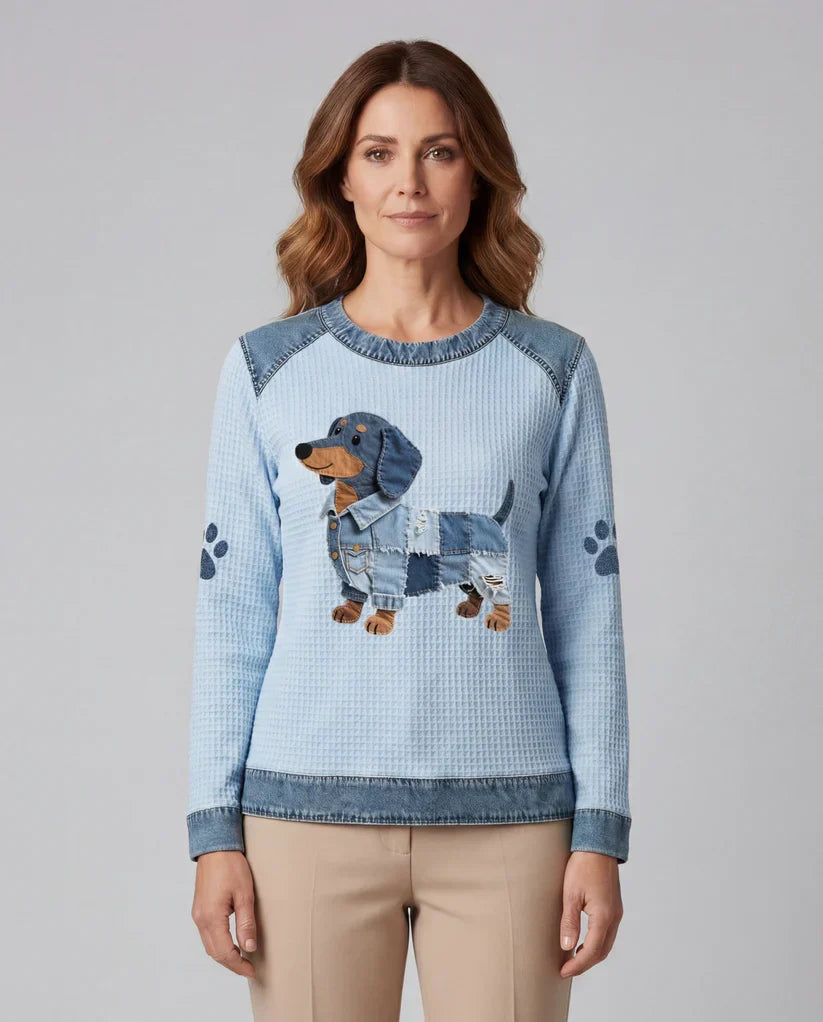 Van Berge Mode® | Schattige teckel met patchwork denim